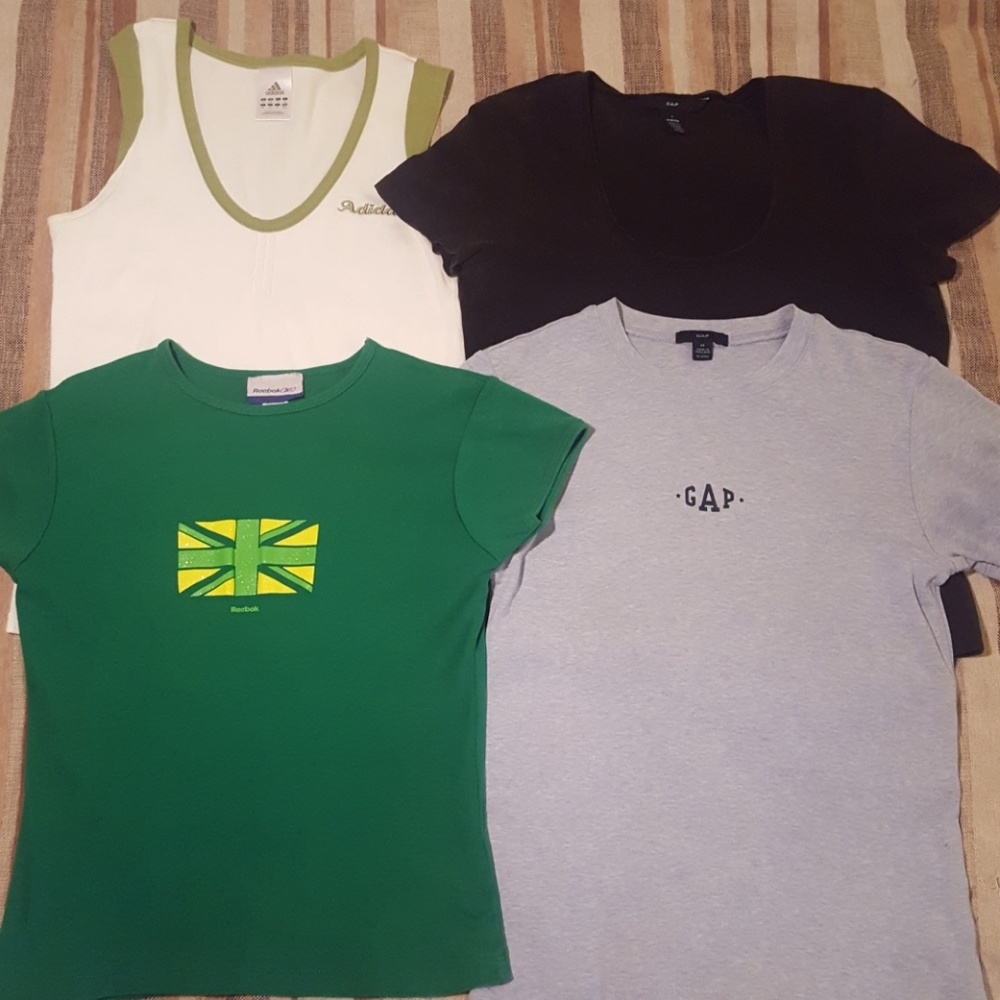 2 GAP shirts, Reebok shirt, Adidas sleeveless